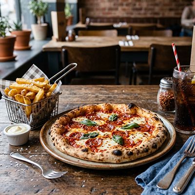 Family Feast deal featuring delicious pizza, chips, and a refreshing soft drink at Grilled-88  at Grilled-88 in Fairlie